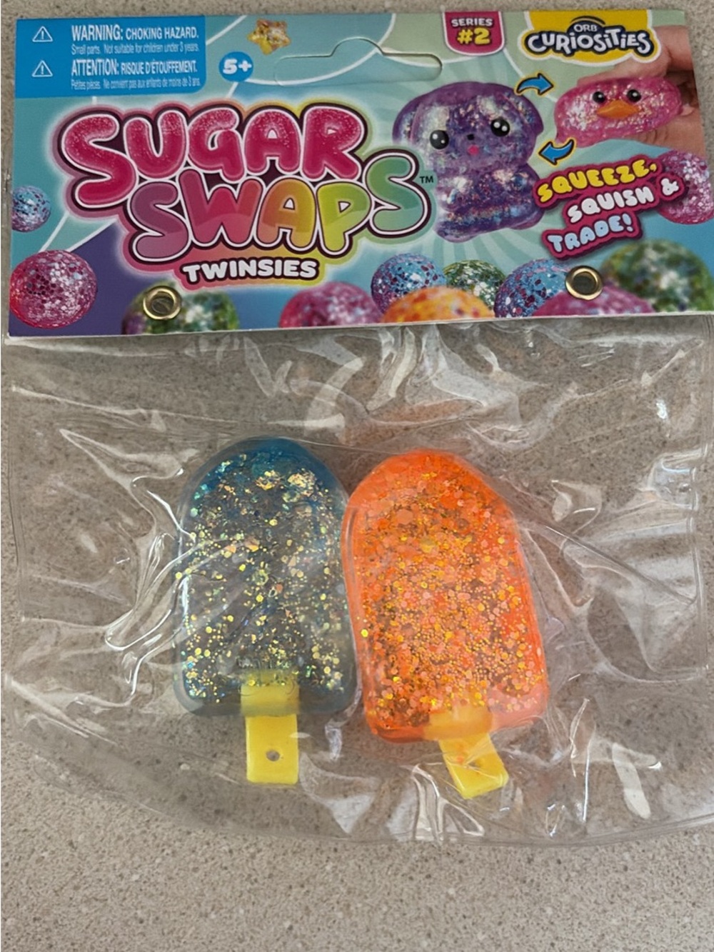 Twinsies Glitter Pops Squeeze Toy Set - Blue & Orange